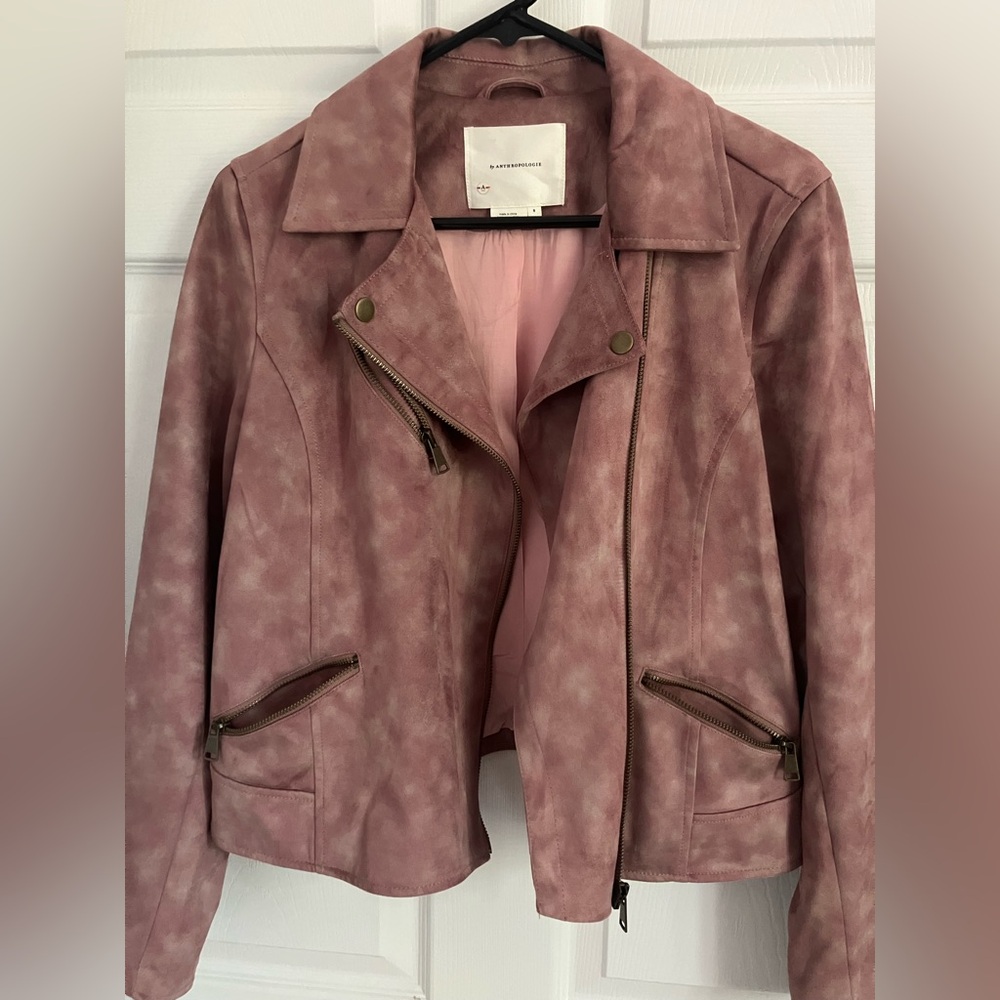 Anthropologie pink moto jacket